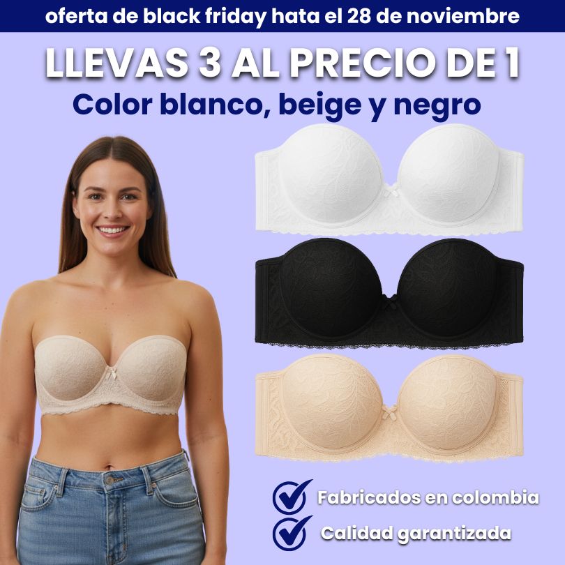 EncajeElite™Combo de 3 Brasieres Premium con Realce Natural y  Relleno