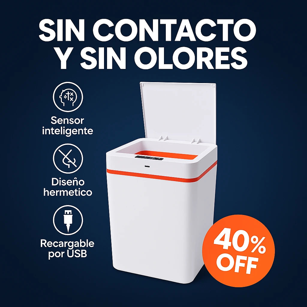 SmartBin™ Papelera Inteligente - color  blanco con gris-15litros