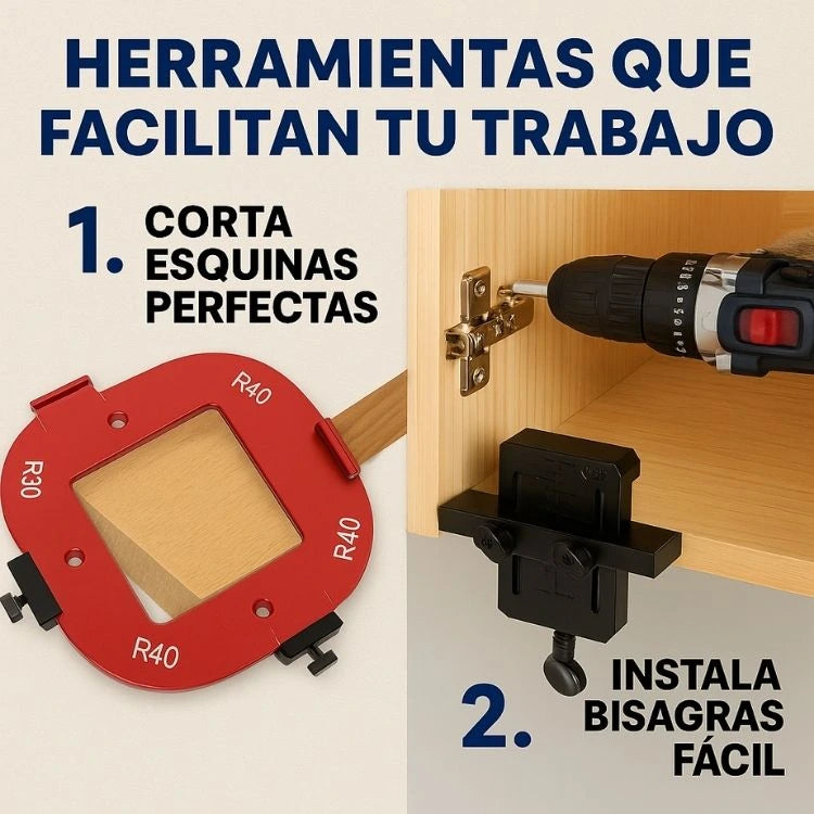 Combo Carpintero Pro 🔧 | Corta esquinas perfectas e instala bisagras sin errores