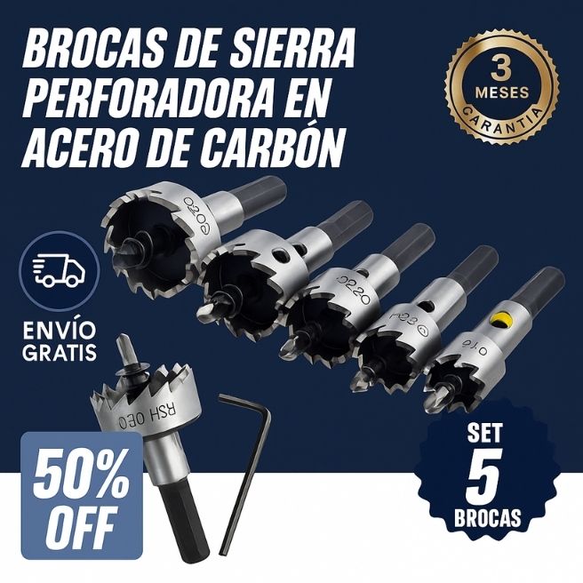Set x 5 Brocas  Sierra Circular ¡Corta Acero y Más en 5 Segundos!